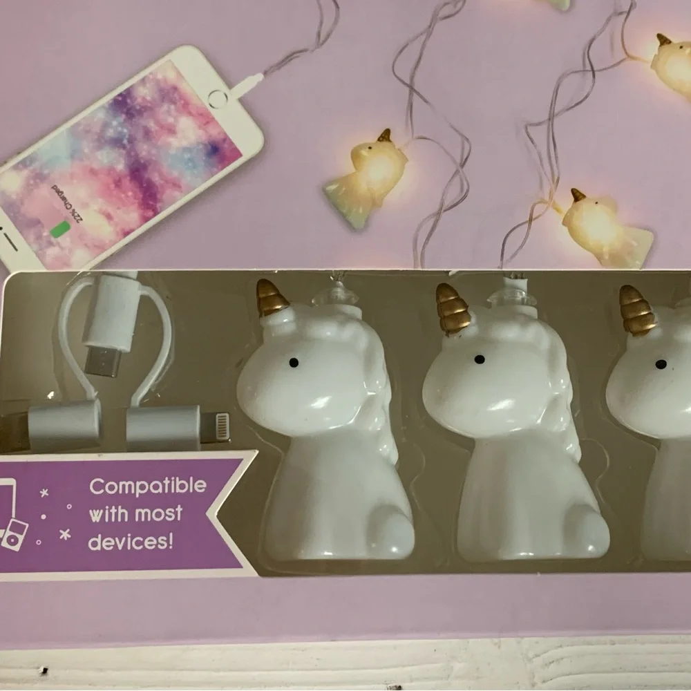 UNIVERSAL CHARGING CABLE Unicorn STRING LIGHTS! 2-in-1 Cute Light-Up Home Decor